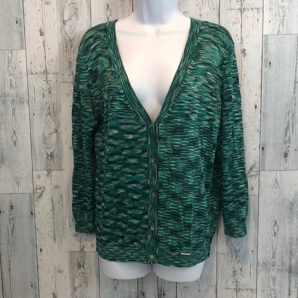 Rachel Roy Marbled Green Button Front Cardigan NWT Large - Picture 1 of 11